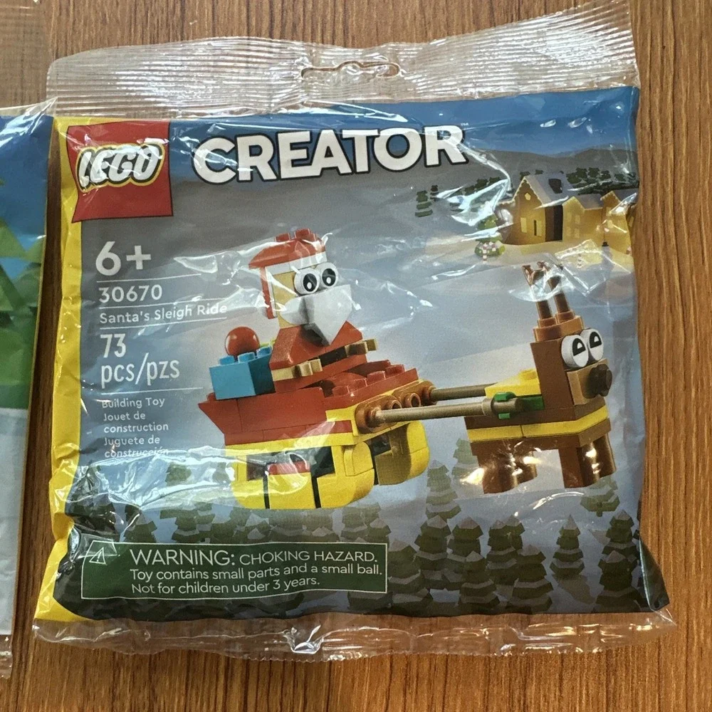 Lot Of 2 LEGO CREATOR: Santa's Sleigh Ride (30670)and Snowman (30645) Legos Kids